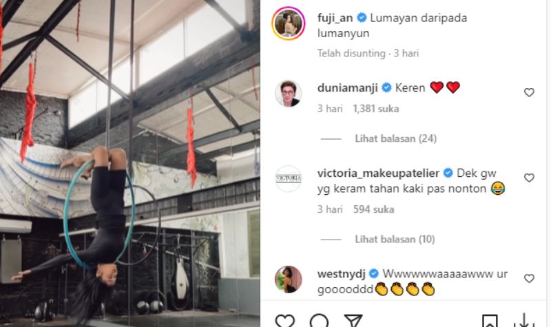 Fuji Lentur Banget Saat Olahraga, Mirip Vanessa Angel, Netizen: Makan Banyak Tapi Bisa Begitu Ya 2 Lampiran Gambar