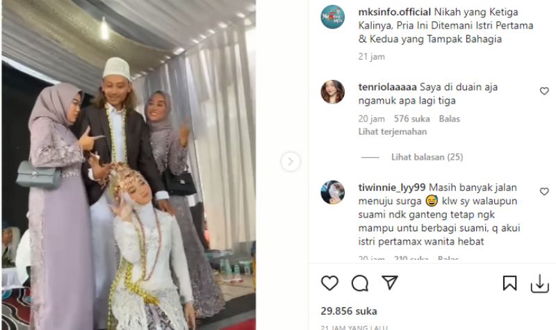 Menikah Ketiga Kalinya, Pria Ini Jadi Rebutan Istri Pertama dan Kedua Saat di Pelaminan