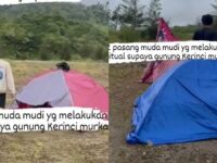Dua pasang anak muda yang bukan pasangan suami istri terciduk warga sekitar sedang berduaan di dalam tenda pada siang hari.