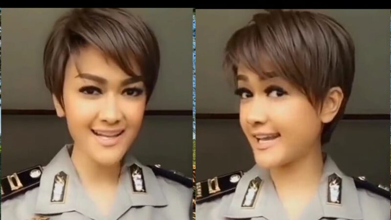 Seorang polwan cantik viral di media sosial karena wajahnya yang mirip sekali dengan almarhumah Julia Perez, Selasa (28/02/2023).