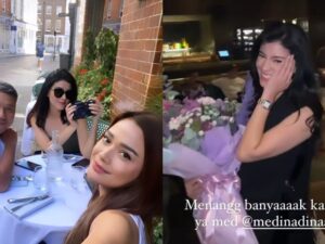 Medina, yang dikabarkan kini menjadi kekasih baru Gading Marten mendapat kejutan di hari ulang tahunnnya bertemu dengan Ariel Noah.