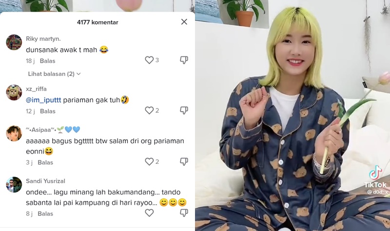 Viral, Seleb Tiktok Korea Pandai Nyanyi Lagu Minang 2 Lampiran Gambar