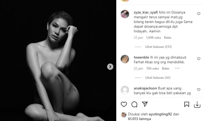 Netizen Heran Farhat Tak Somasi Nikita Mirzani yang Suka Unggah Foto Vulgar