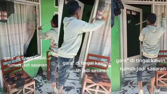 Cekricek.id, Berita Viral ­-  Video pendek yang viral memperlihatkan seorang pria mengamuk dengan merusak properti rumahnya ramai diperbincangkan warganet. Menggunakan tongkat dari alat pemasang bohlam, dia menghancurkan seluruh kaca yang melekat pada jendela dan juga pada pintu rumahnya.