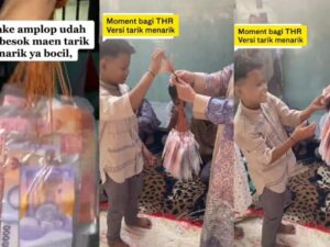 Cekricek.id, Berita Viral – Biasanya THR Idul Fitri diberikan secara langsung atau pakai amplop dan sama rata untuk tiap orangnya. Namun sedikit berbeda dengan yang terjadi di tahun ini, seperti sebuah video yang beredar di media sosial. Pembagian dengan cara baru dan unik ini sukses menuai banyak perhatian netizen.