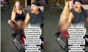 Cekricek.id, Berita Viral – Sepasang bule paruh baya yang ada di Bali ini membuat banyak masyarakat geram dengan tingkahnya. Keduanya terpantau mengolok-olok saat mengendarai motor bersama. Pihak wanita yang menjadi penumpang sepeda motor tersebut bahkan dengan bangga melakukan hal tidak senonoh.