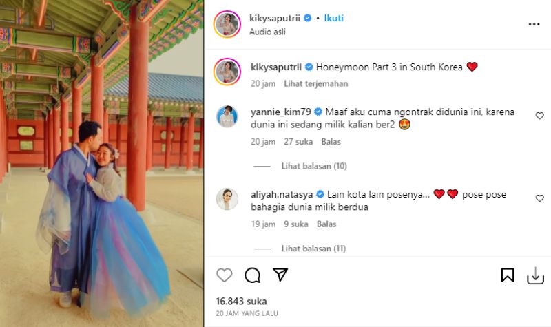 Honeymoon Kiky Saputri Bareng Suami Makin Romantis, Netizen Seperti Ngontrak di Bumi 2 Cekricek.id, Berita Artis dan Berita Seleb - Pelawak cantik Kiky Saputri kembali memamerkan moment honeymoon bersama suami tercinta.