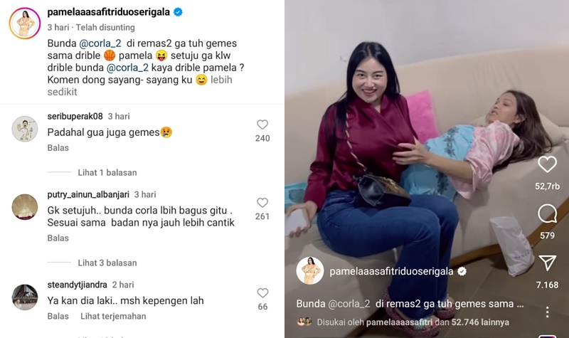 Heboh Bunda Corla Pegang Dada Pamela Safitri Sambil di Remas, Netizen: Kan Laki Masih Kepengen Lah 2 Lampiran Gambar