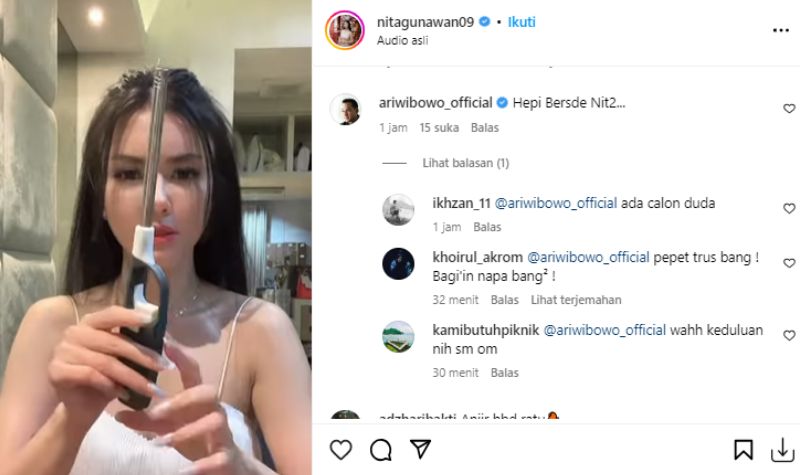 Ari Wibowo 'Kepergok' Ucapkan Selamat Pada Nita Gunawan: Pepet Terus Nih Calon Duda 1 Cekricek.id, Jakarta, Berita Artis dan Berita Seleb - Kali ini Ari Wibowo kepergok mengucapkan selamat ulang tahun kepada Nita Gunawan.