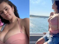 Selena Gomez Tampil Seksi dengan Bikini Pink di Atas Kapal Pesiar