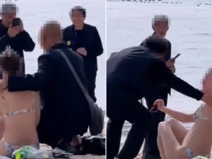 3 Pria Tua Paksa Wanita Berbikini Foto Bareng di Pantai, Netizen Geram