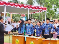 Upacara pelantikan 436 PPPK tahap pertama Kabupaten Kepulauan Mentawai di Homestay Mappadegat Sipora Utara