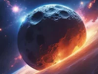 Ilustrasi asteroid besar mendekati Bumi dan Bulan dengan cahaya matahari di latar belakang menunjukkan potensi ancaman ruang angkasa